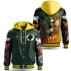 Warhammer Games Style Leather Baseball Jacket With Hooded For Fans