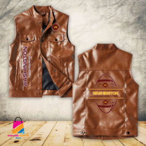 Washington Football Team NFL Style Sleeveless Leather Jacket For Fans