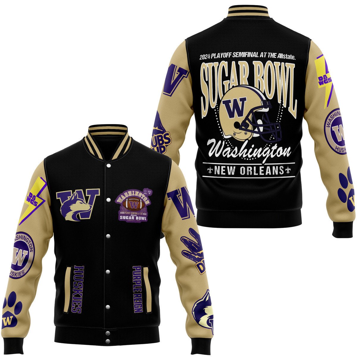Washington Huskies NCAA Style Baseball Jacket For Fans