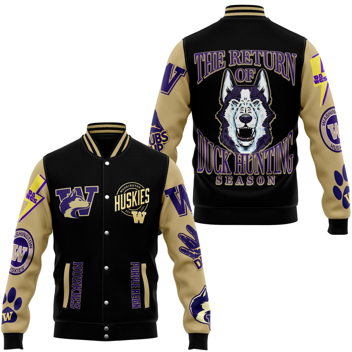 Washington Huskies NCAA Style Baseball Jacket For Fans
