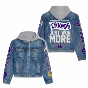 Washington Huskies NCAA Style Hooded Denim Jacket For Fans