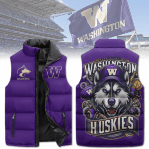 Washington Huskies NCAA Style Sleeveless Puffer Jacket For Fans