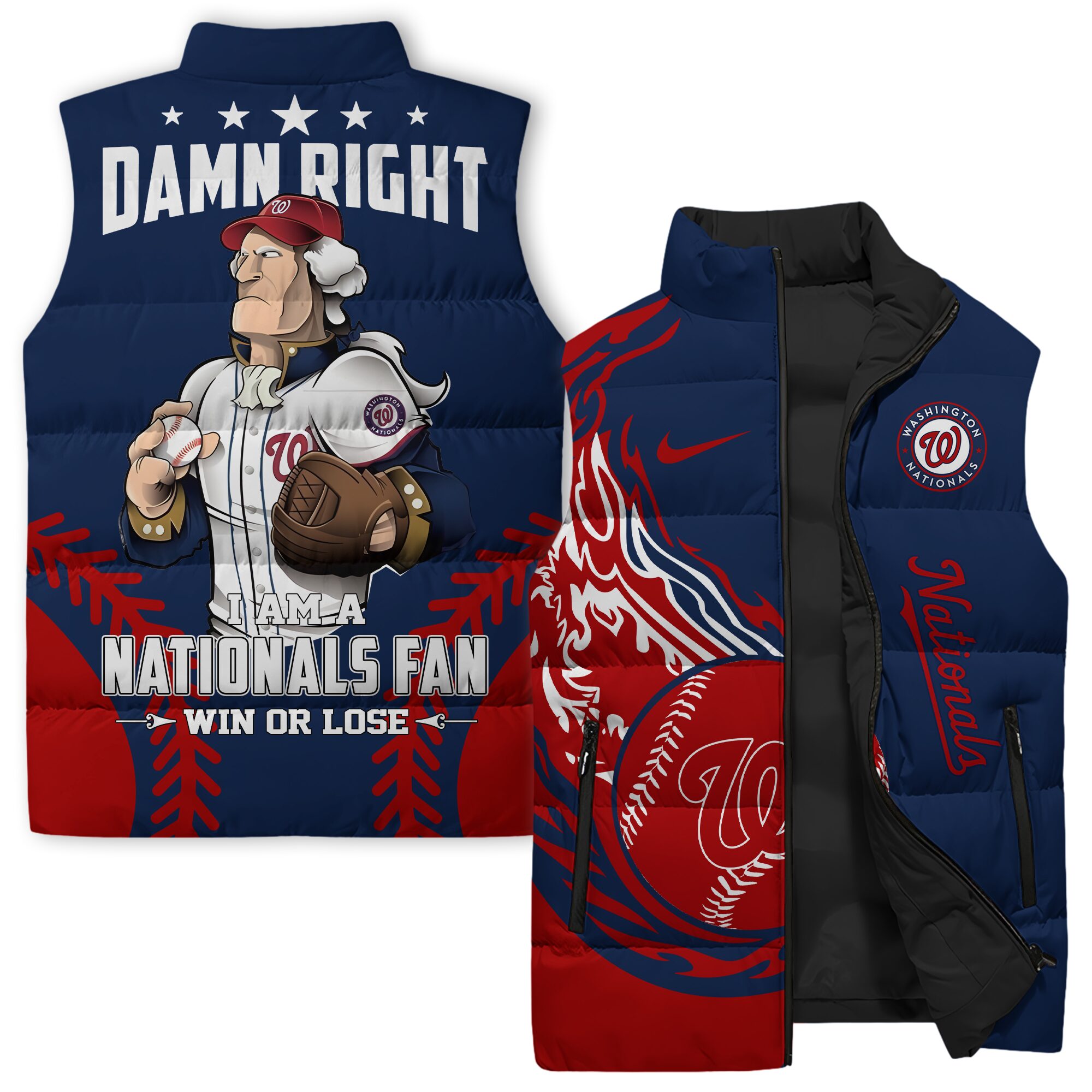 Washington Nationals MLB Style Sleeveless Puffer Jacket For Fans