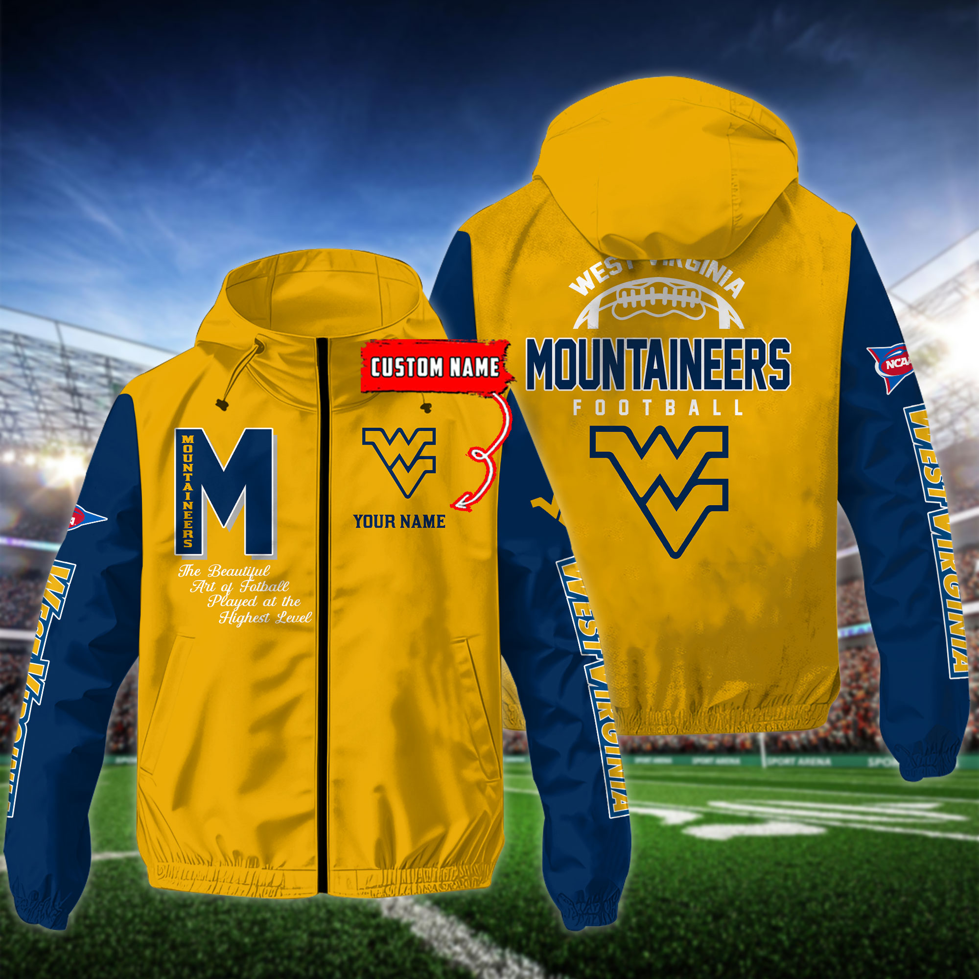 West Virginia Mountaineers NCAA Personalized Style Windbreaker Jacket For Fans