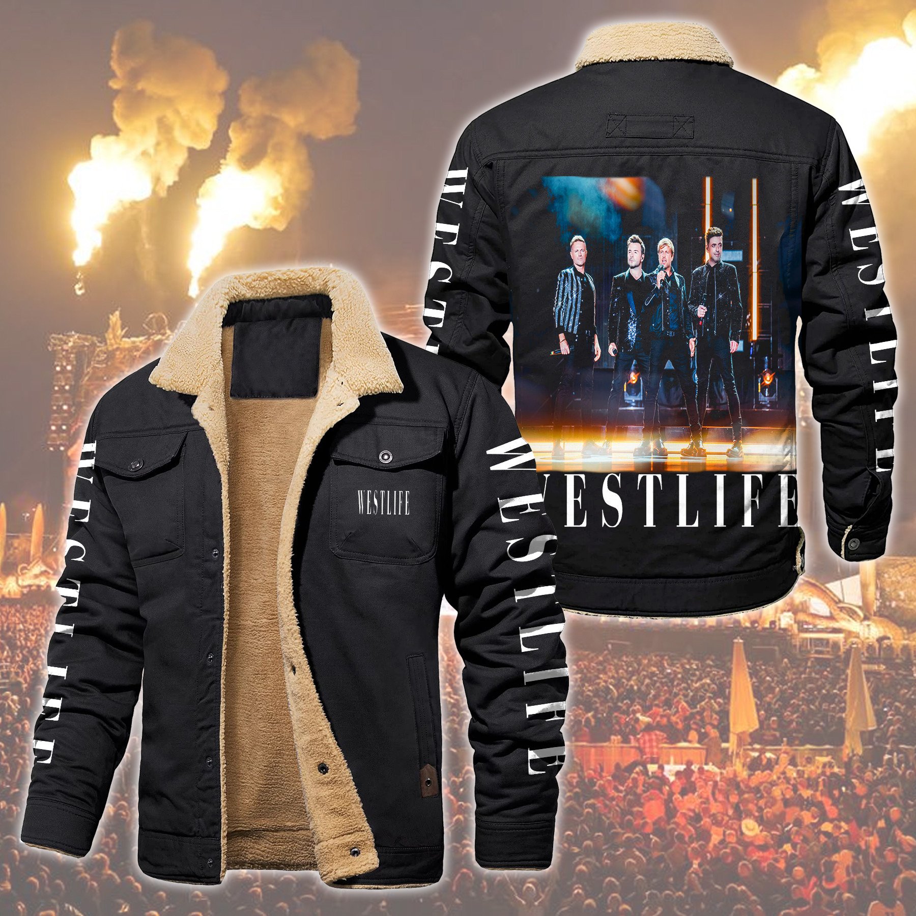 Westlife Music Style Fleece Thermal Cotton Jacket For Fans