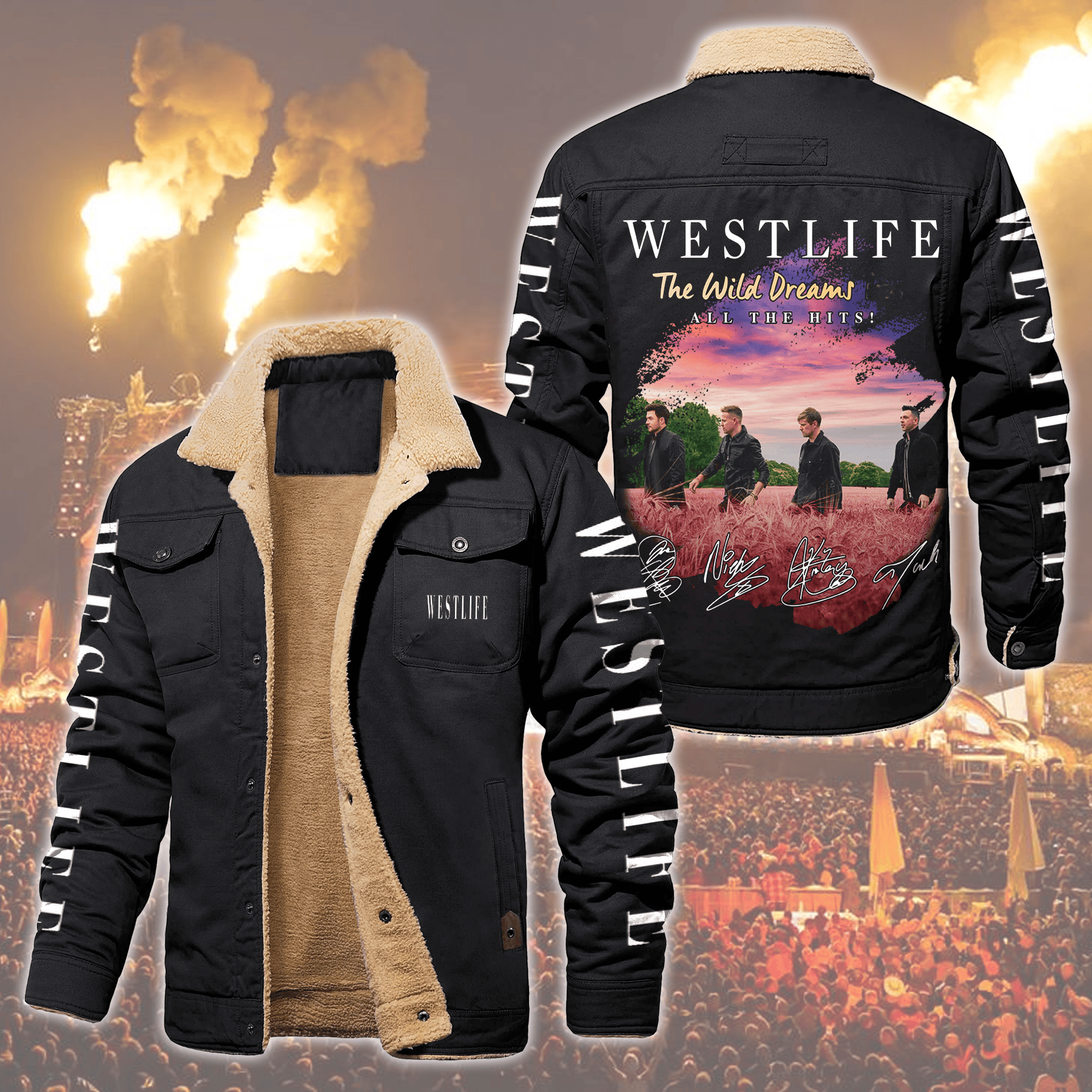 Westlife Music Style Fleece Thermal Cotton Jacket For Fans