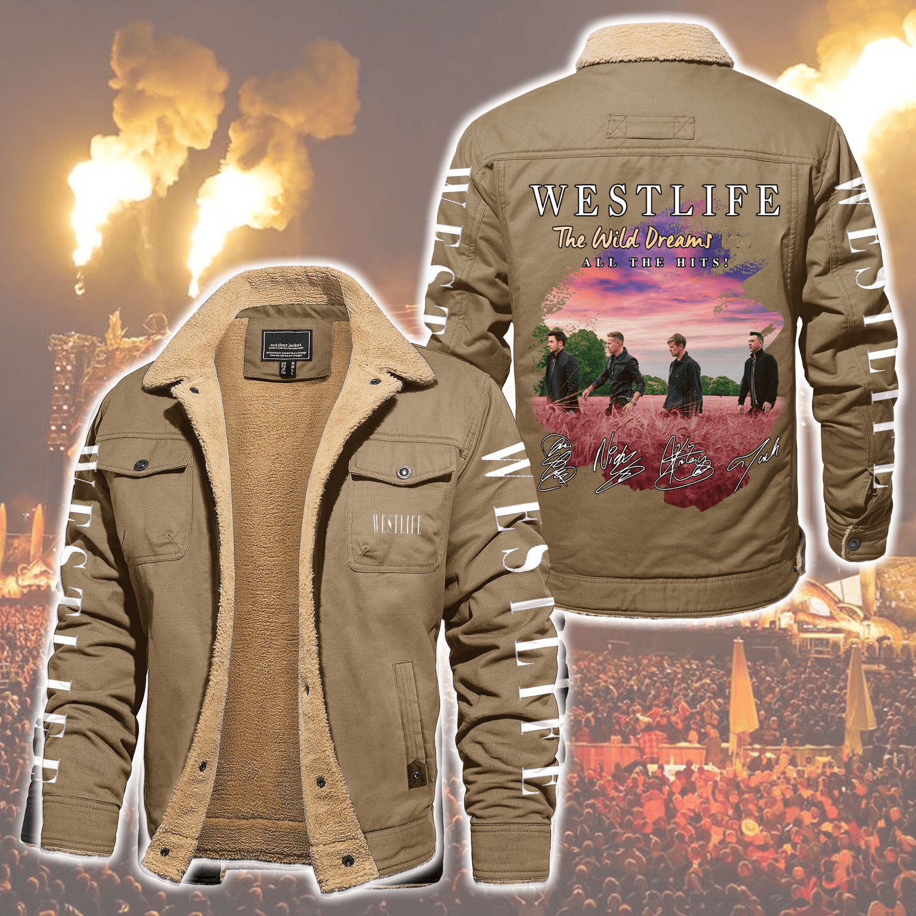 Westlife Music Style Fleece Thermal Cotton Jacket For Fans