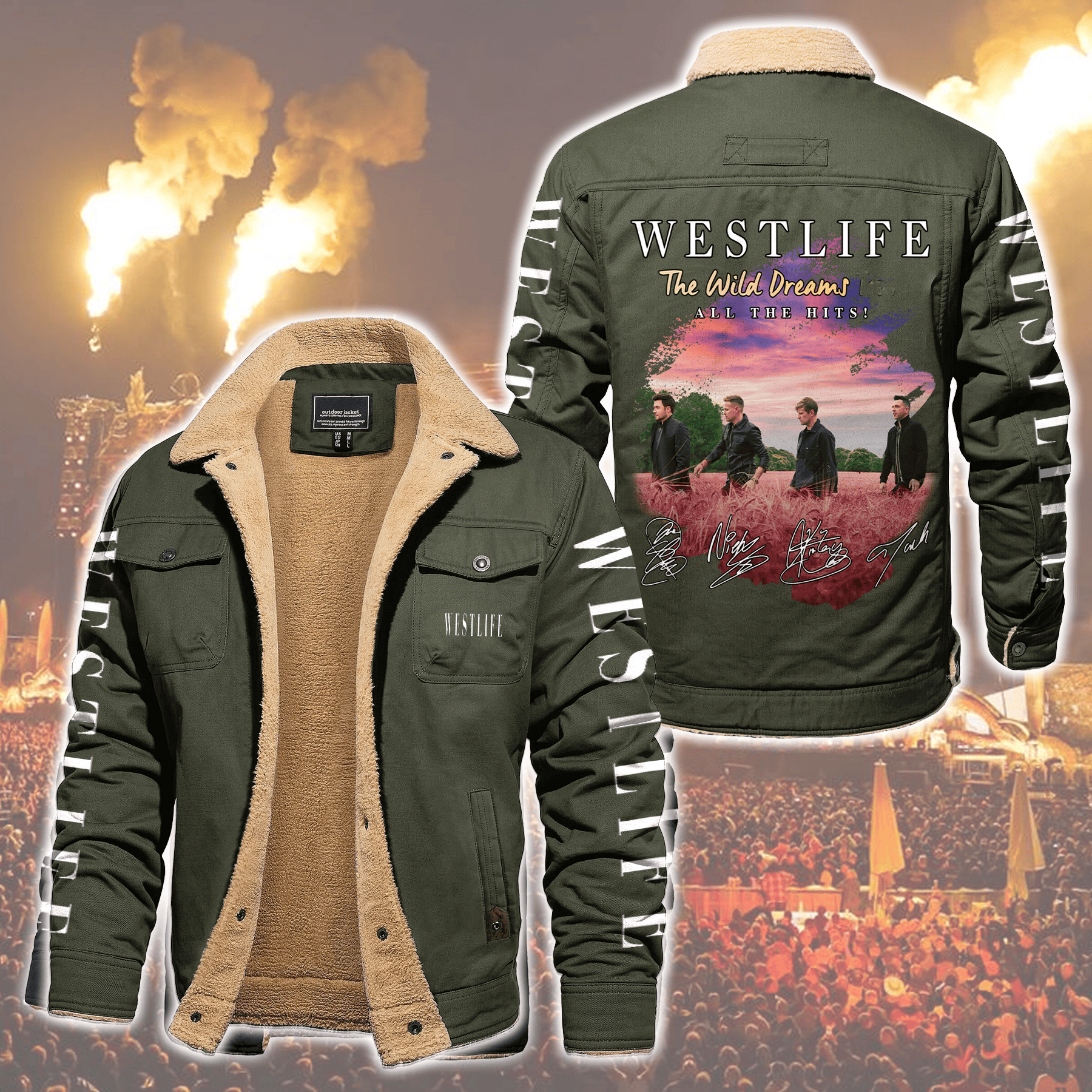 Westlife Music Style Fleece Thermal Cotton Jacket For Fans
