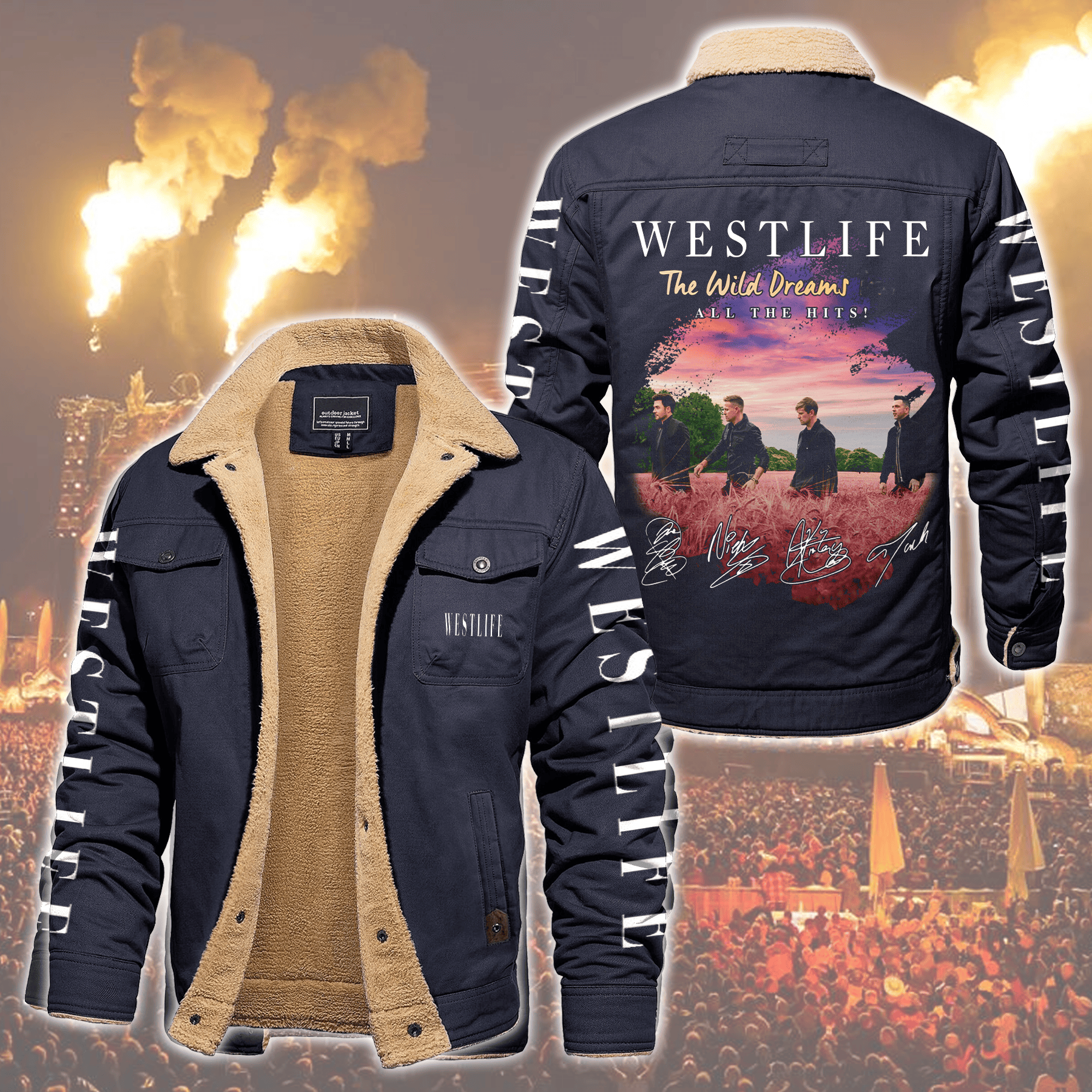Westlife Music Style Fleece Thermal Cotton Jacket For Fans