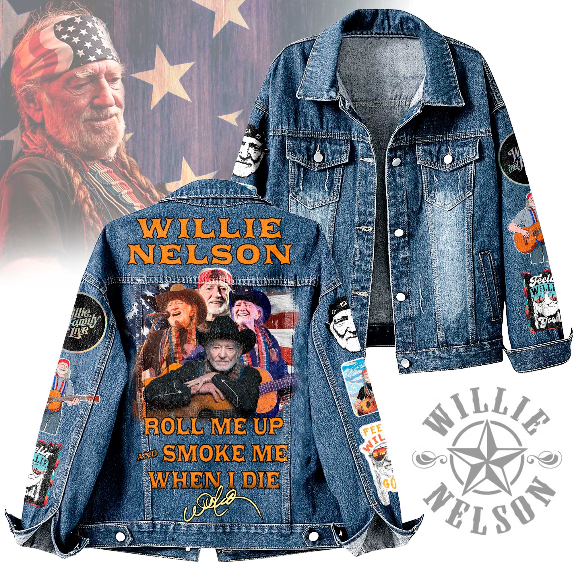 Willie Nelson Music Denim Jacket Gift For Fans