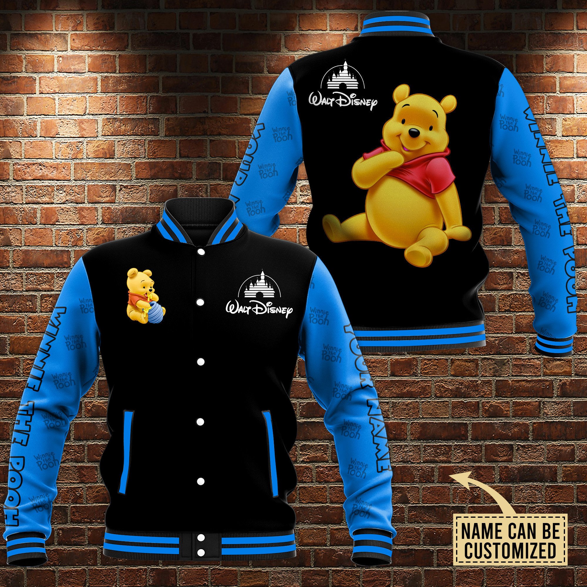Winnie the Pooh Cartoon Style Baseball Jacket For Fans