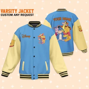 Winnie the Pooh Cartoon Style Baseball Jacket For Fans
