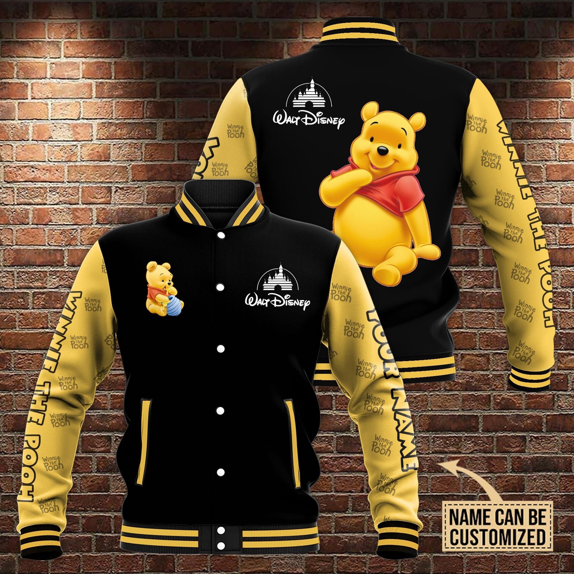 Winnie the Pooh Cartoon Style Baseball Jacket For Fans