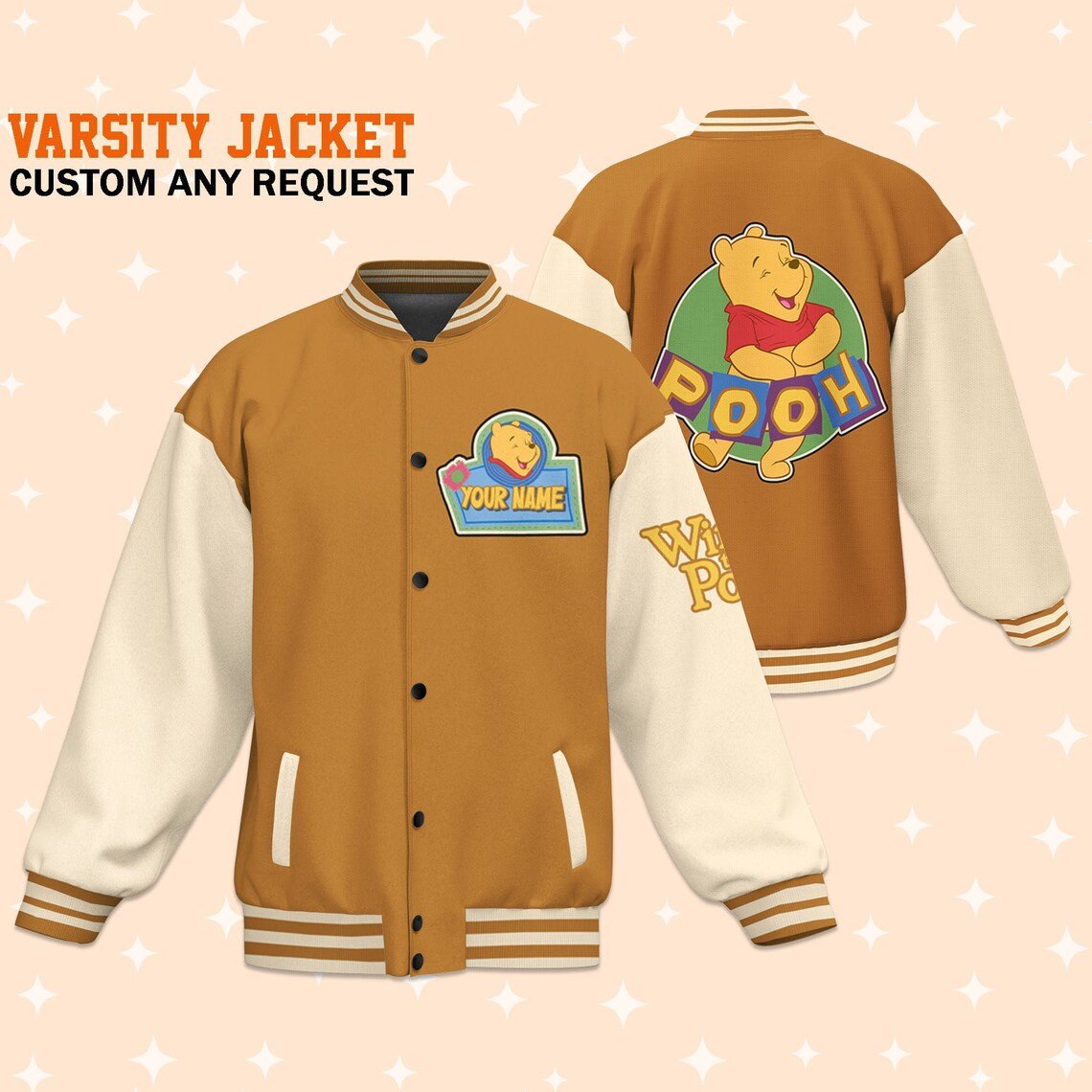 Winnie the Pooh Cartoon Style Baseball Jacket For Fans
