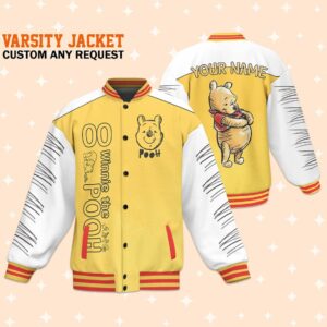 Winnie the Pooh Cartoon Style Baseball Jacket For Fans
