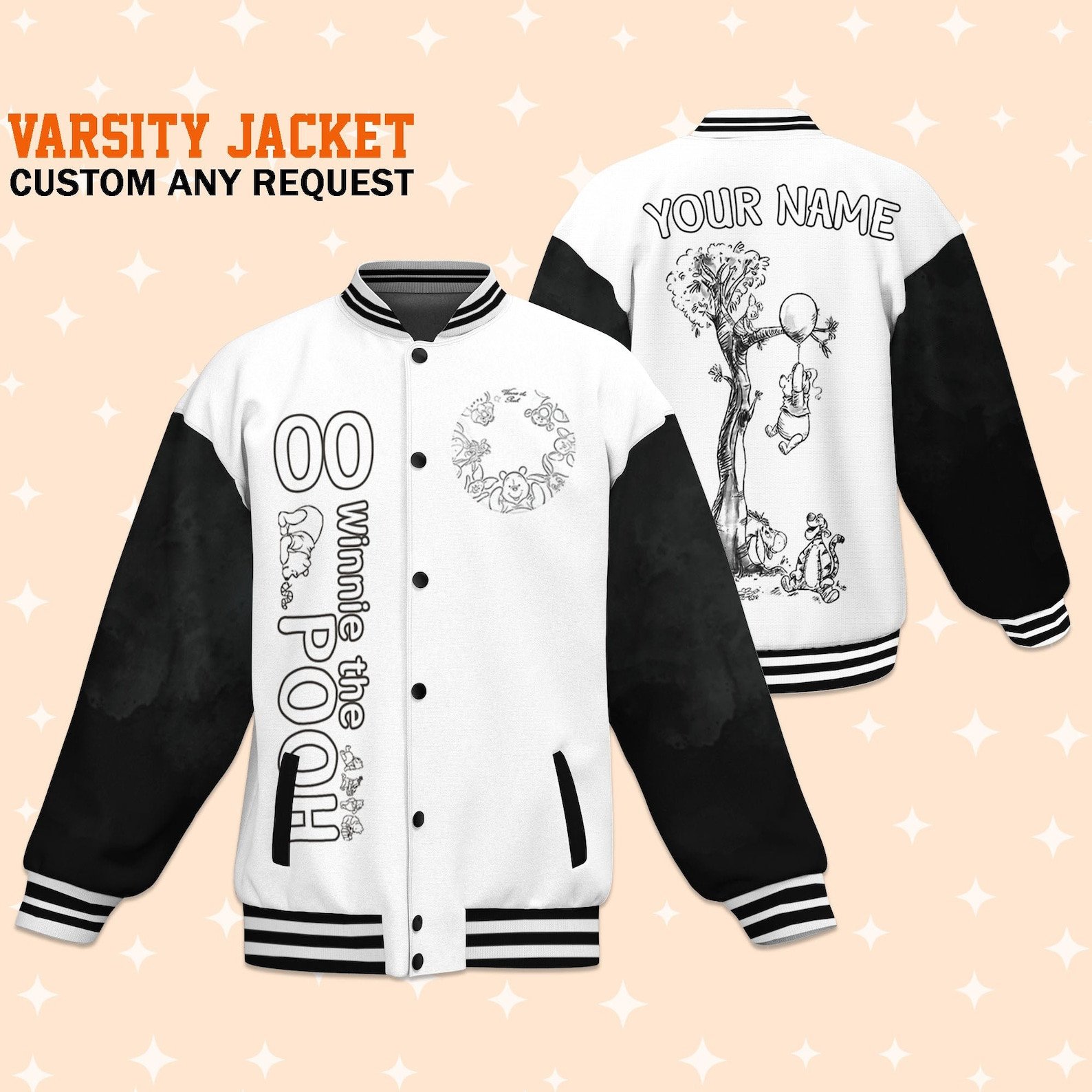 Winnie the Pooh Cartoon Style Baseball Jacket For Fans