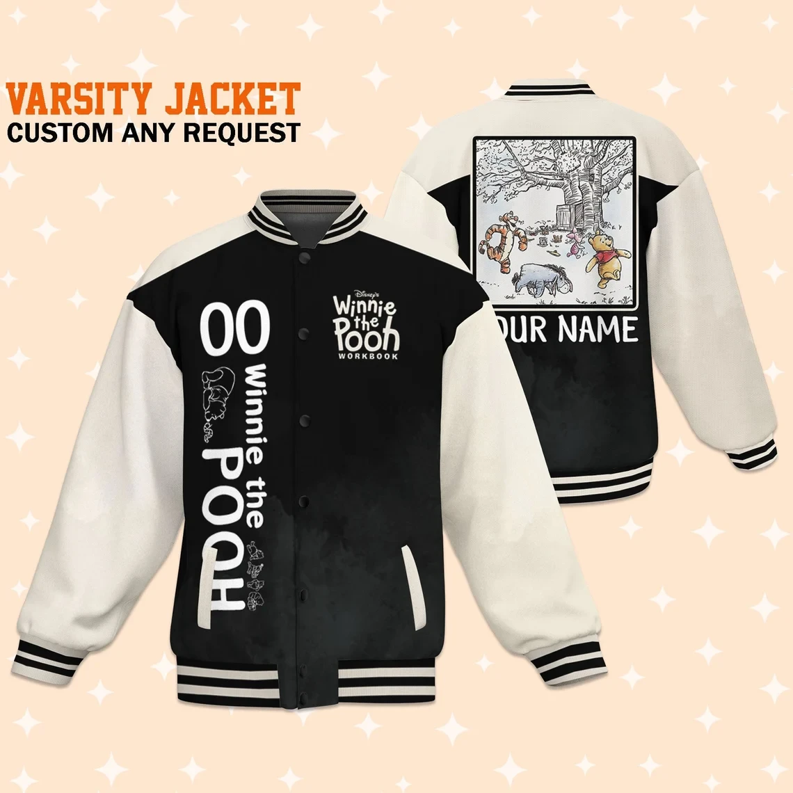 Winnie the Pooh Cartoon Style Baseball Jacket For Fans