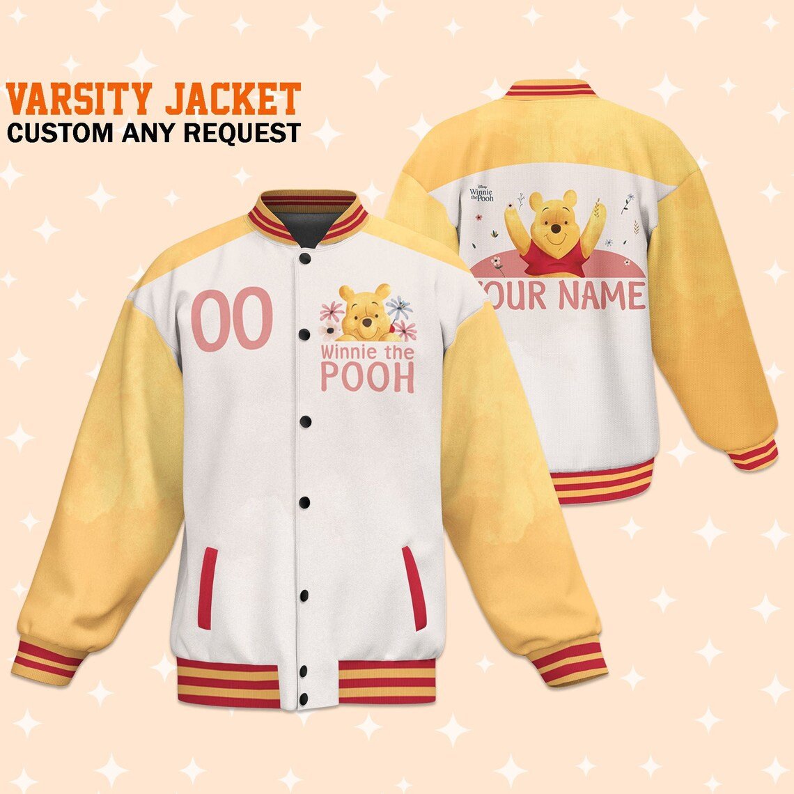 Winnie the Pooh Cartoon Style Baseball Jacket For Fans