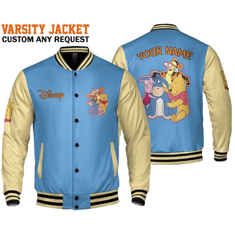 Winnie the Pooh Cartoon Style Baseball Jacket For Fans