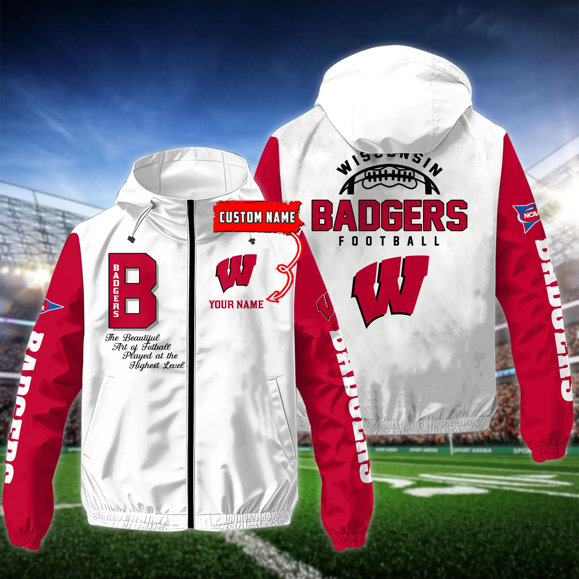 Wisconsin Badgers NCAA Personalized Style Windbreaker Jacket For Fans