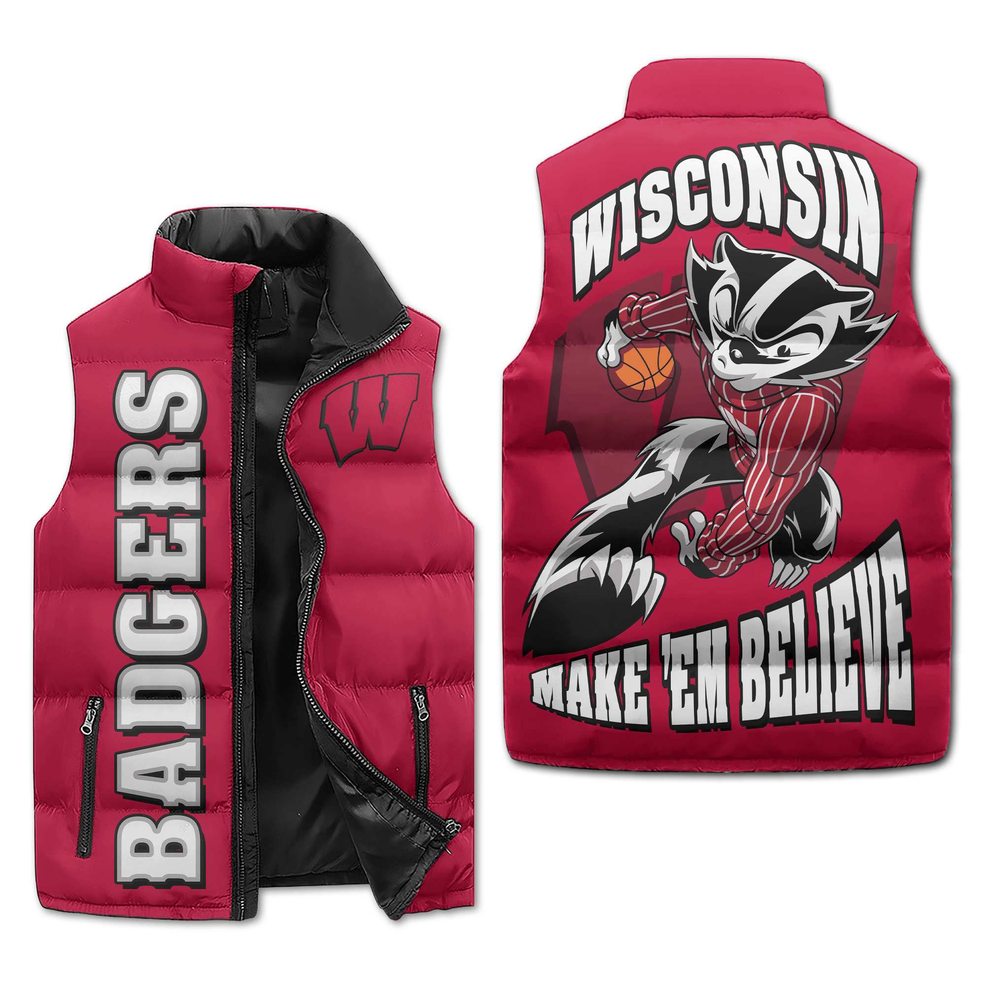 Wisconsin Badgers NCAA Style Sleeveless Puffer Jacket For Fans