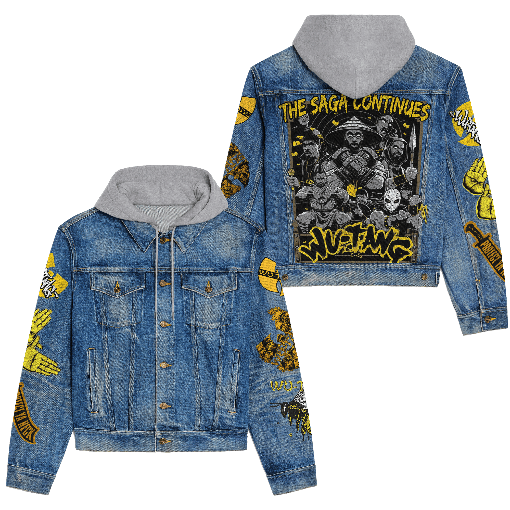 Wu-Tang Clan Music Style Hooded Denim Jacket For Fans