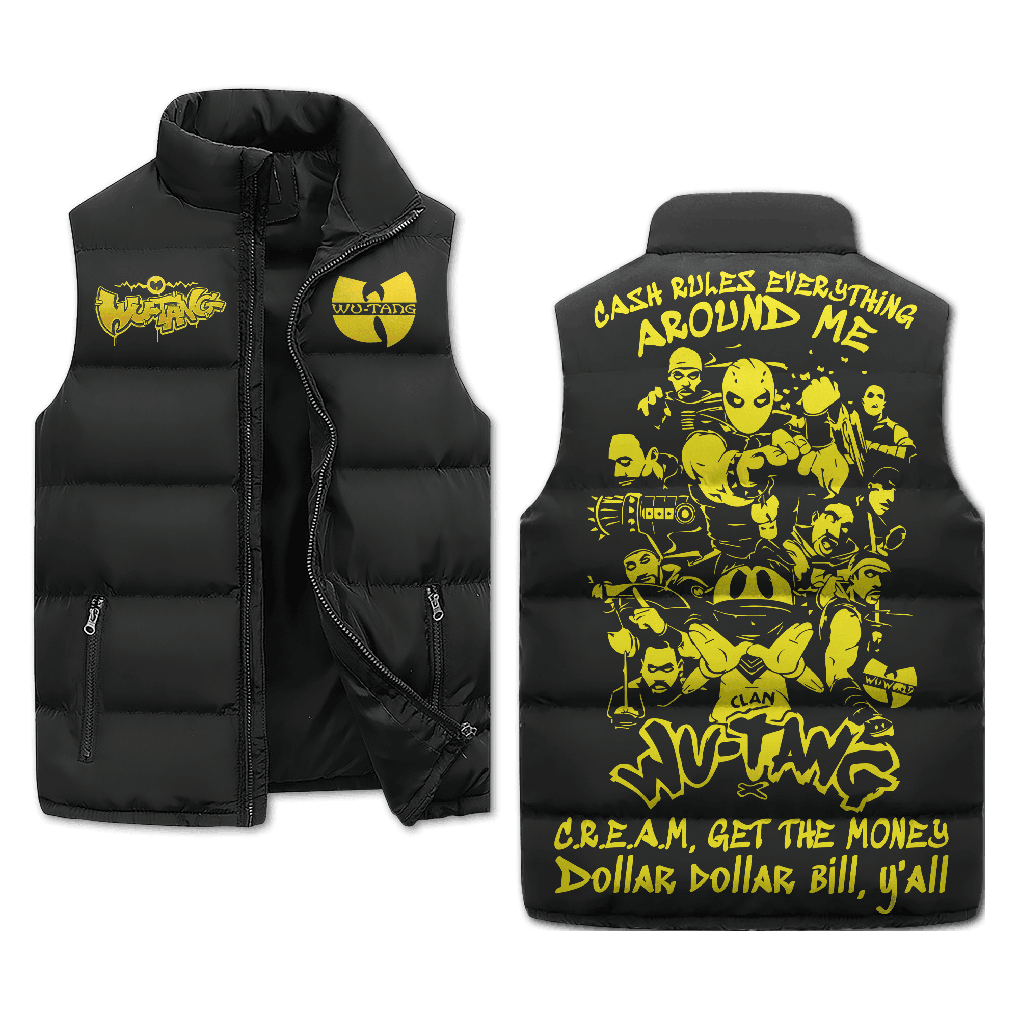 Wu-Tang Clan Music Style Sleeveless Puffer Jacket For Fans