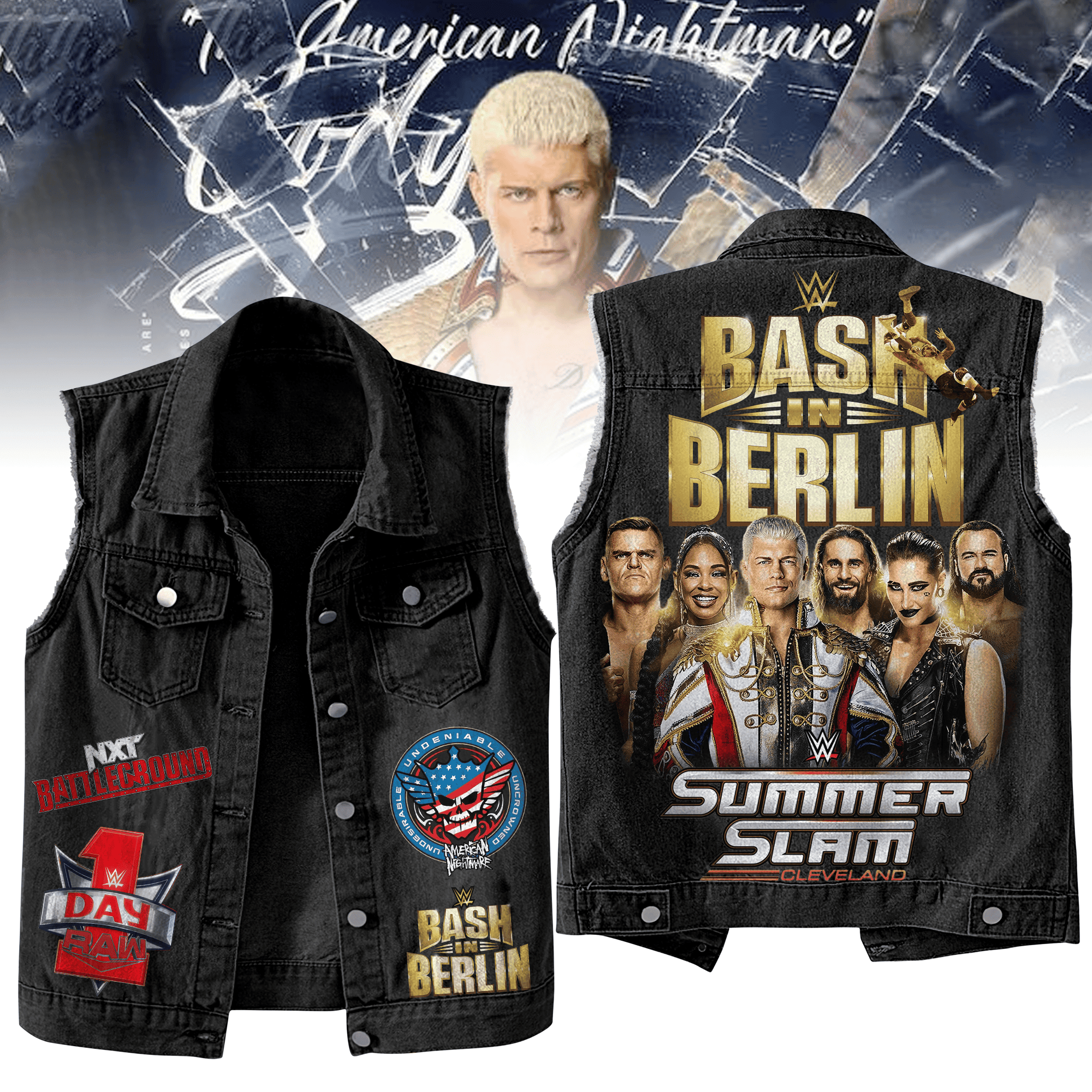 WWE Bash In Berlin WWE Style Sleeveless Jacket For Fans