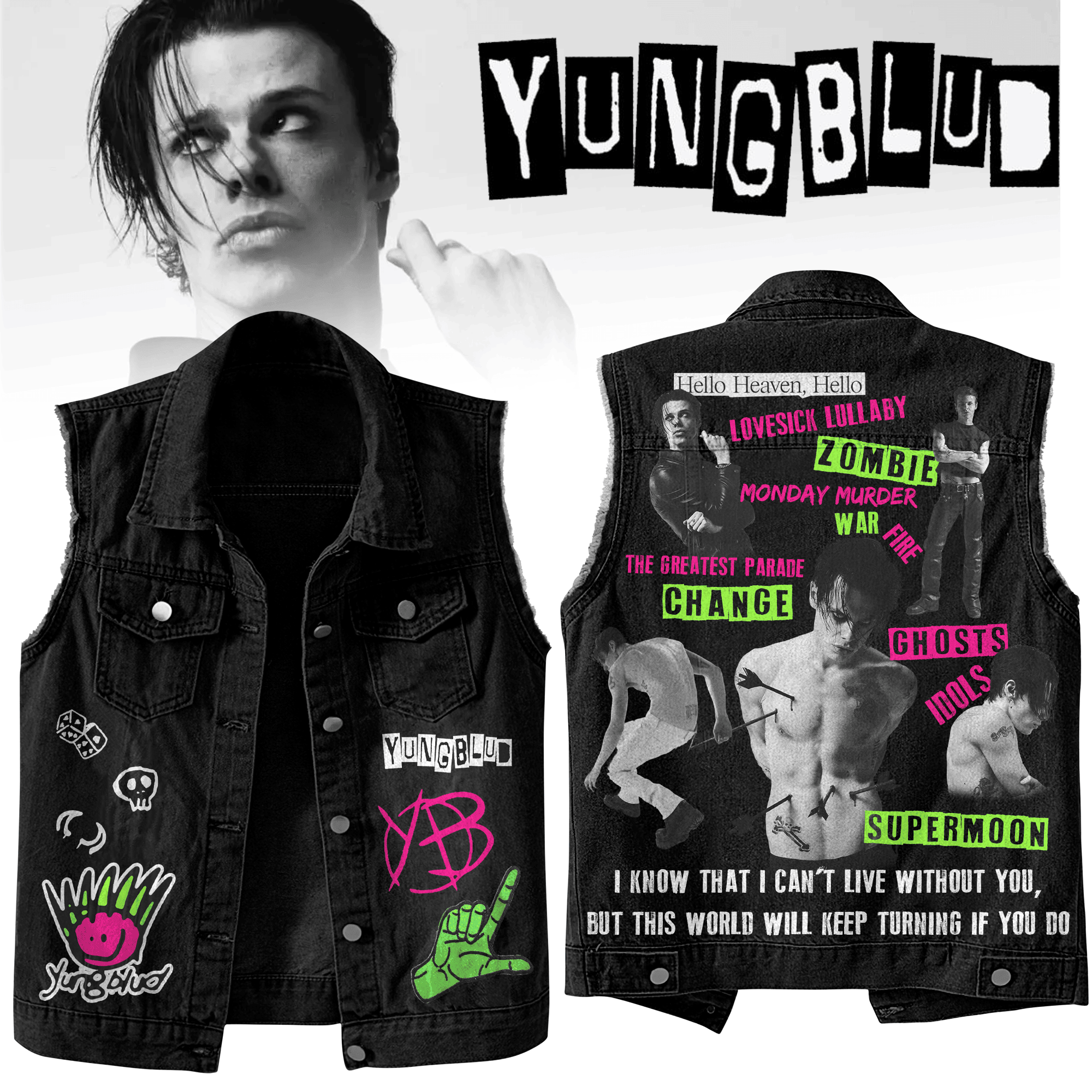 Yungblud Music Style Sleeveless Jacket