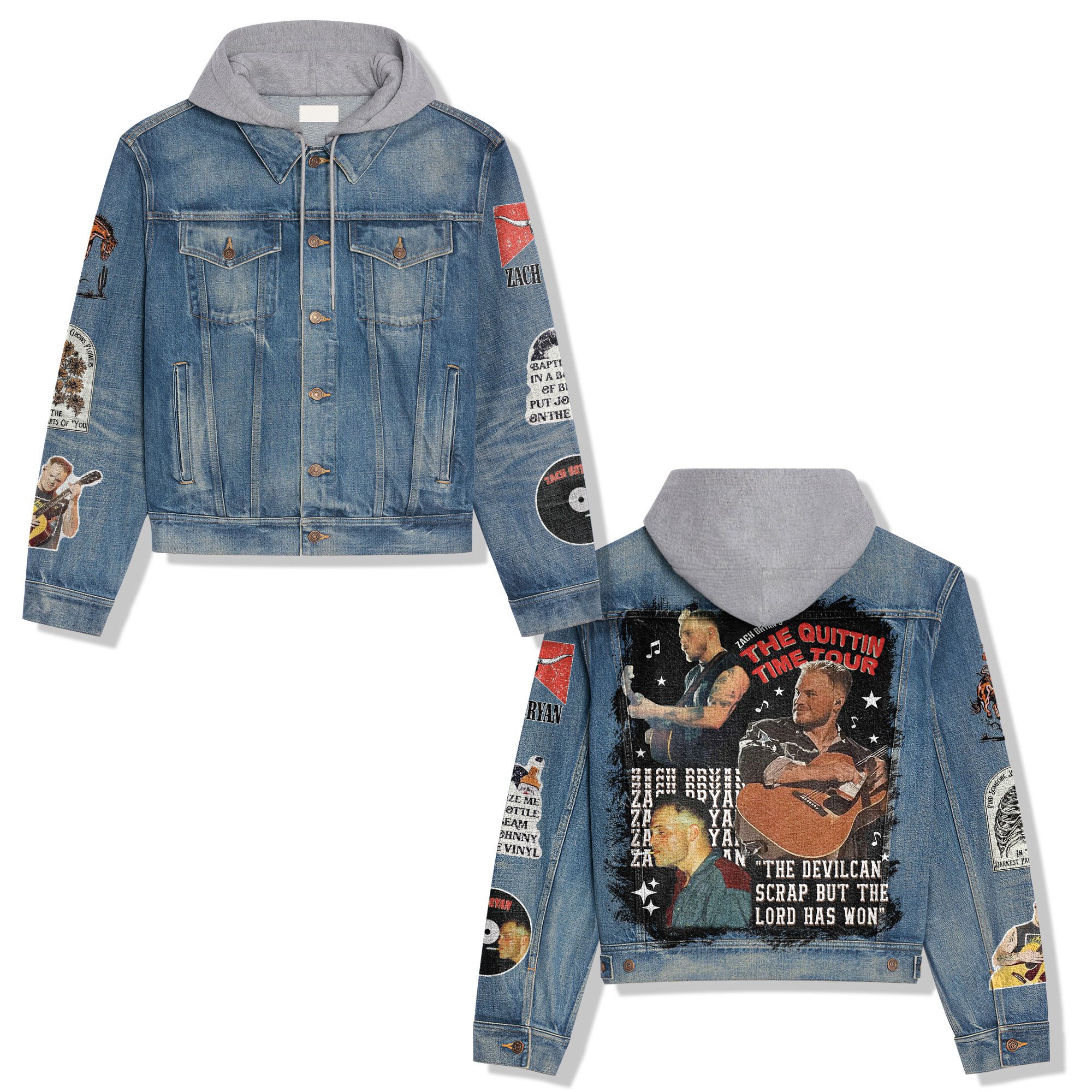 Zach Bryan Music Style Hooded Denim Jacket For Fans