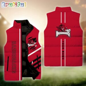 Arkansas Razorbacks NCAA Style Sleeveless Puffer Jacket For Fans