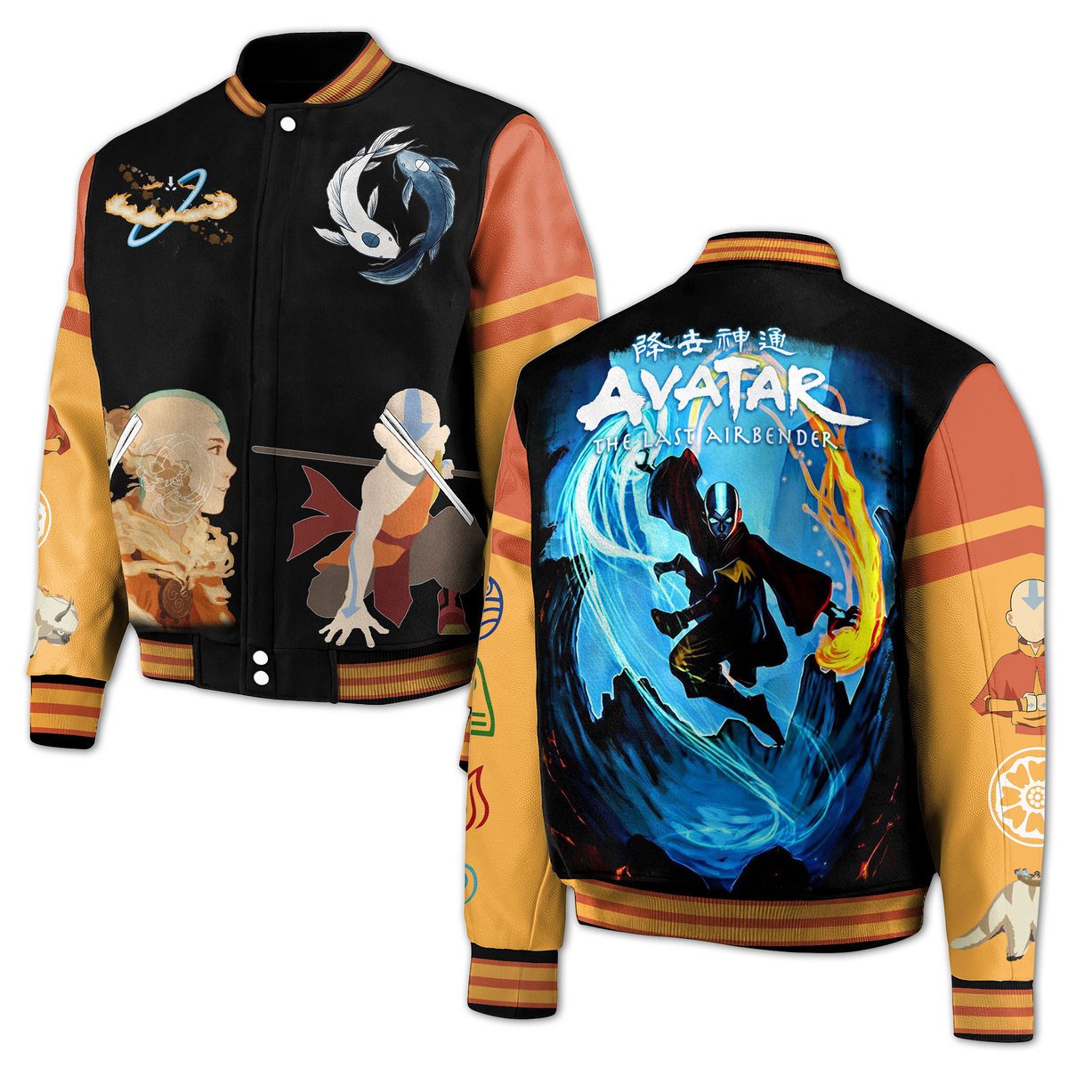 Avatar the Last Airbender Cartoon Style Baseball Jacket For Fans