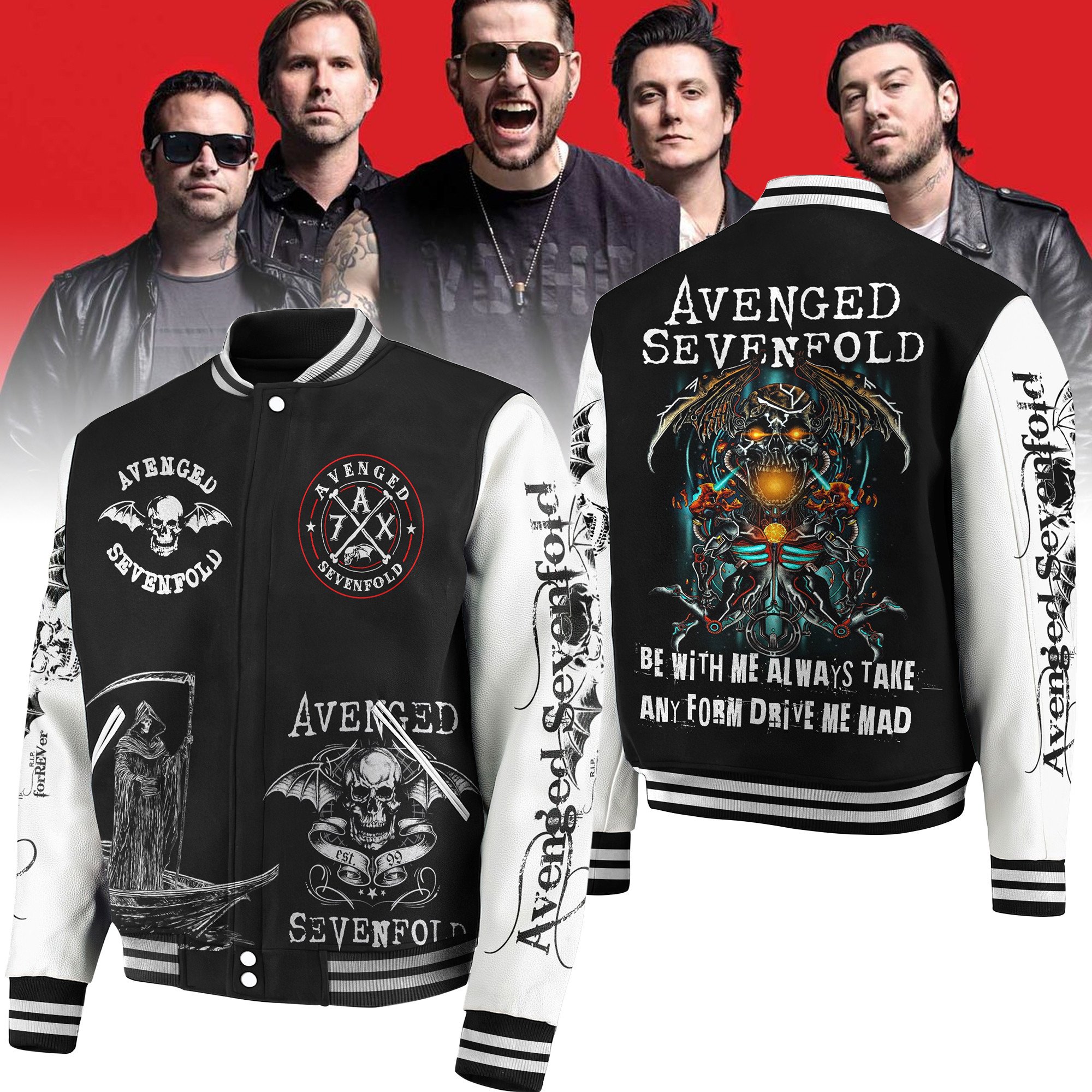 Avenged Sevenfold Music Style Baseball Jacket For Fans