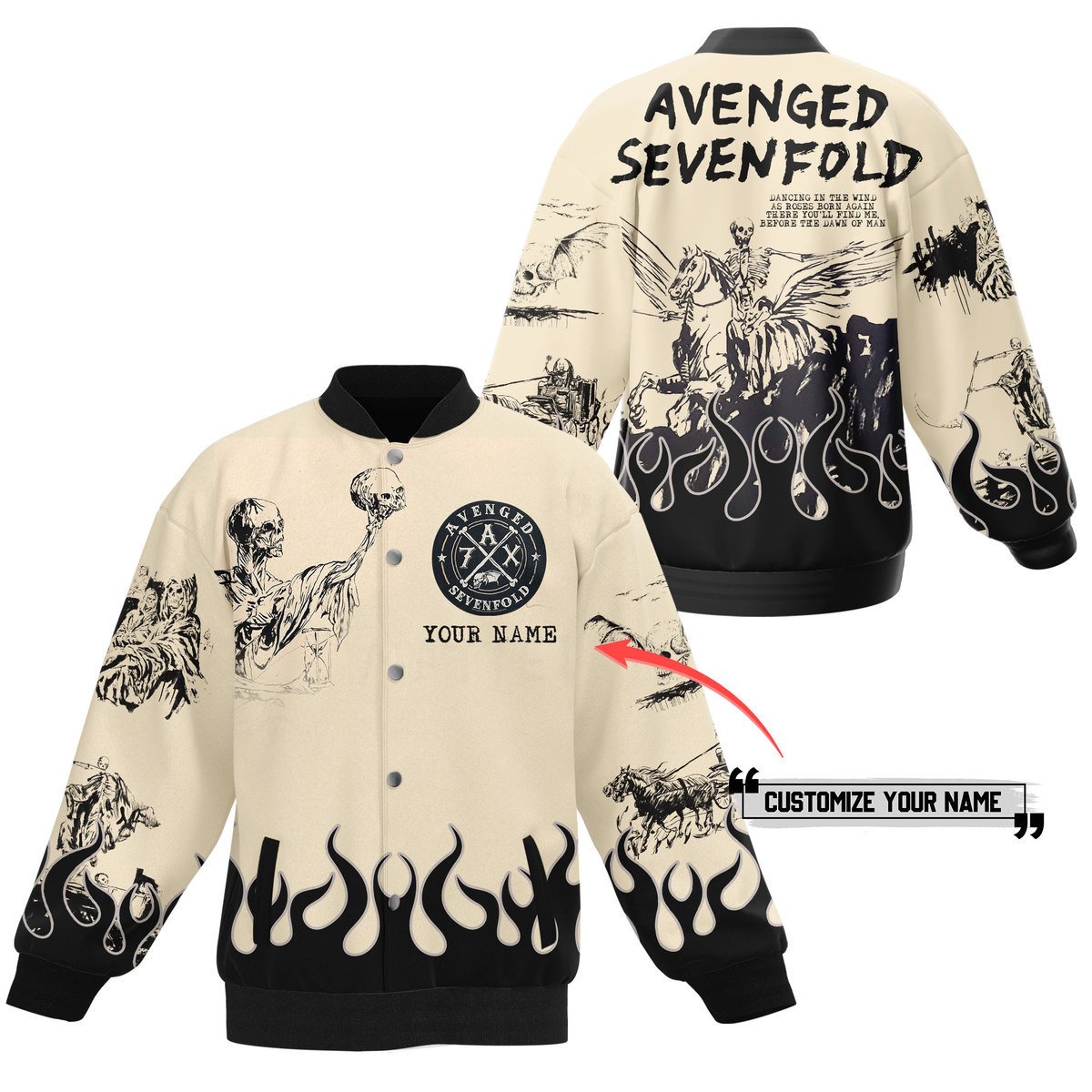 Avenged Sevenfold Music Style Baseball Jacket For Fans