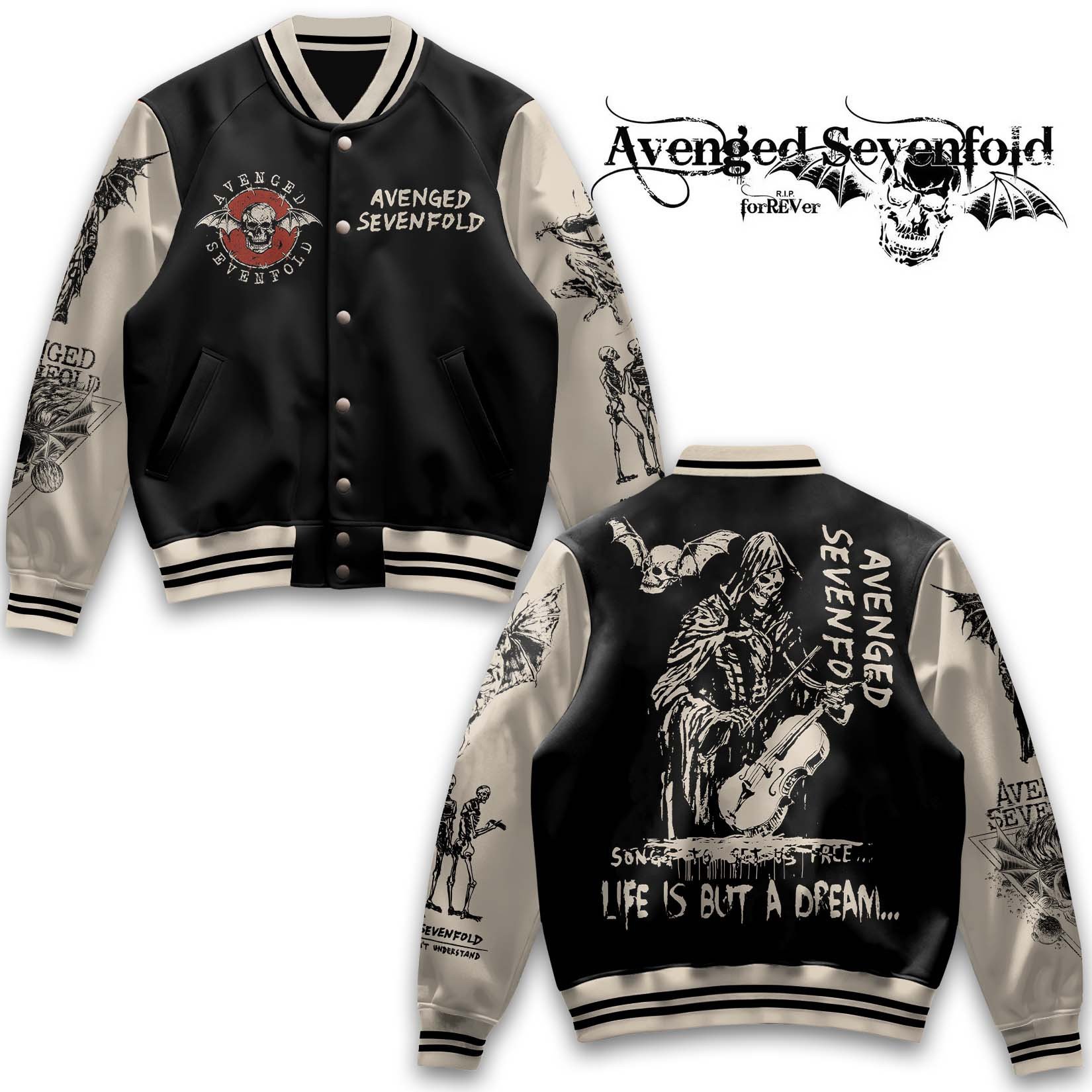 Avenged Sevenfold Music Style Baseball Jacket For Fans