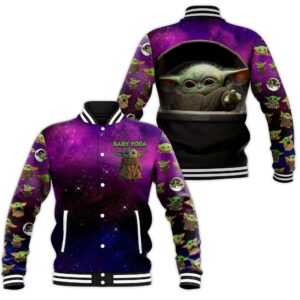Baby Yoda Cartoon Style Baseball Jacket For Fans