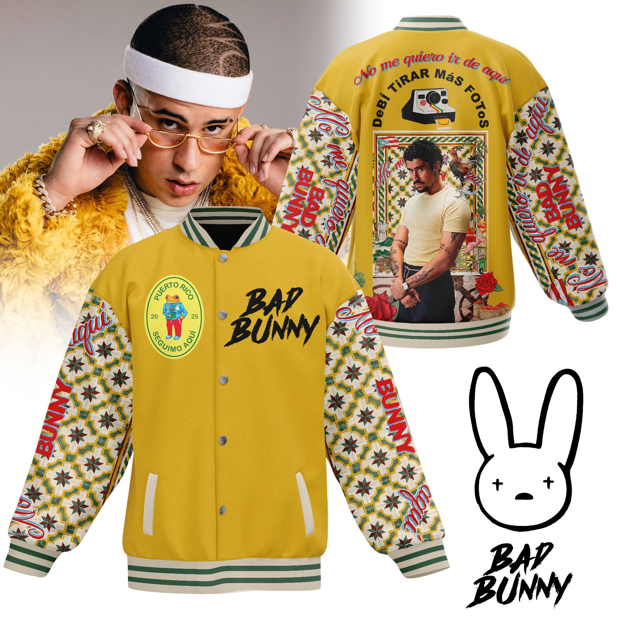 Bad Bunny Music Style Baseball Jacket For Fans