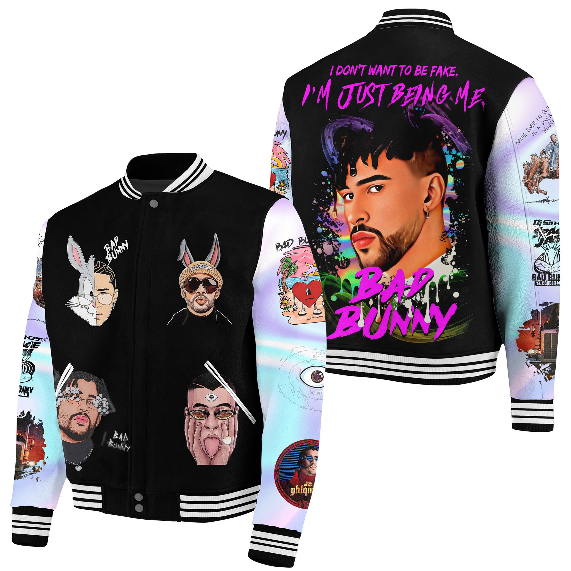Bad Bunny Music Style Baseball Jacket For Fans