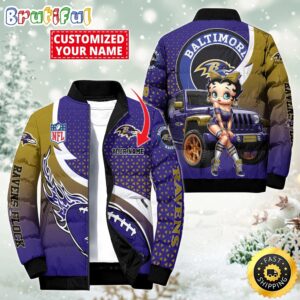 Baltimore Ravens NFL Style Puffer Jacket For Fans