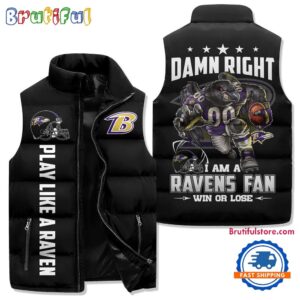Baltimore Ravens NFL Style Sleeveless Puffer Jacket For Fans
