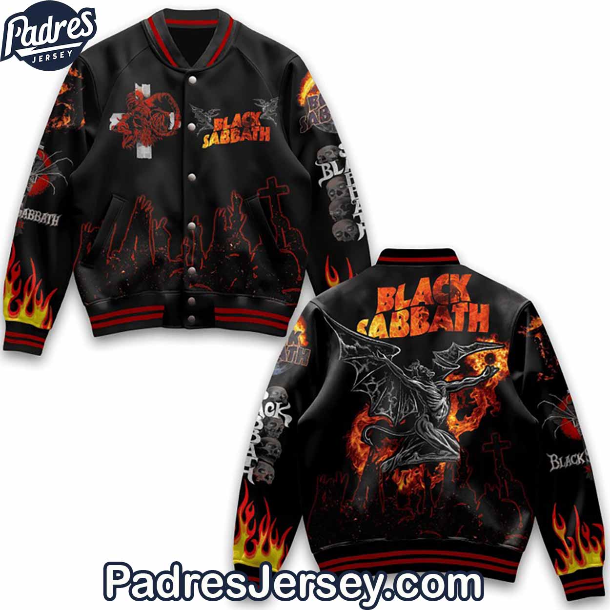 Black Sabbath Music Style Baseball Jacket For Fans