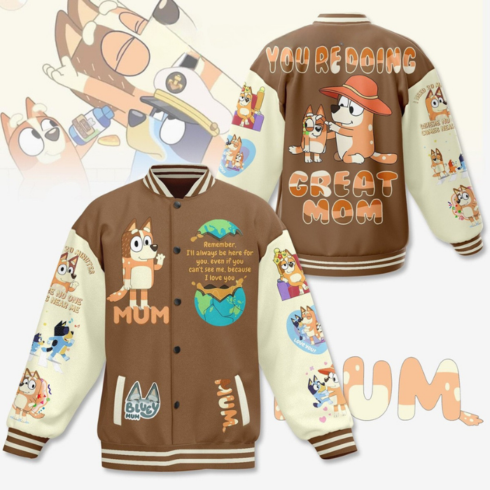 Bluey Cartoon Style Baseball Jacket For Fans