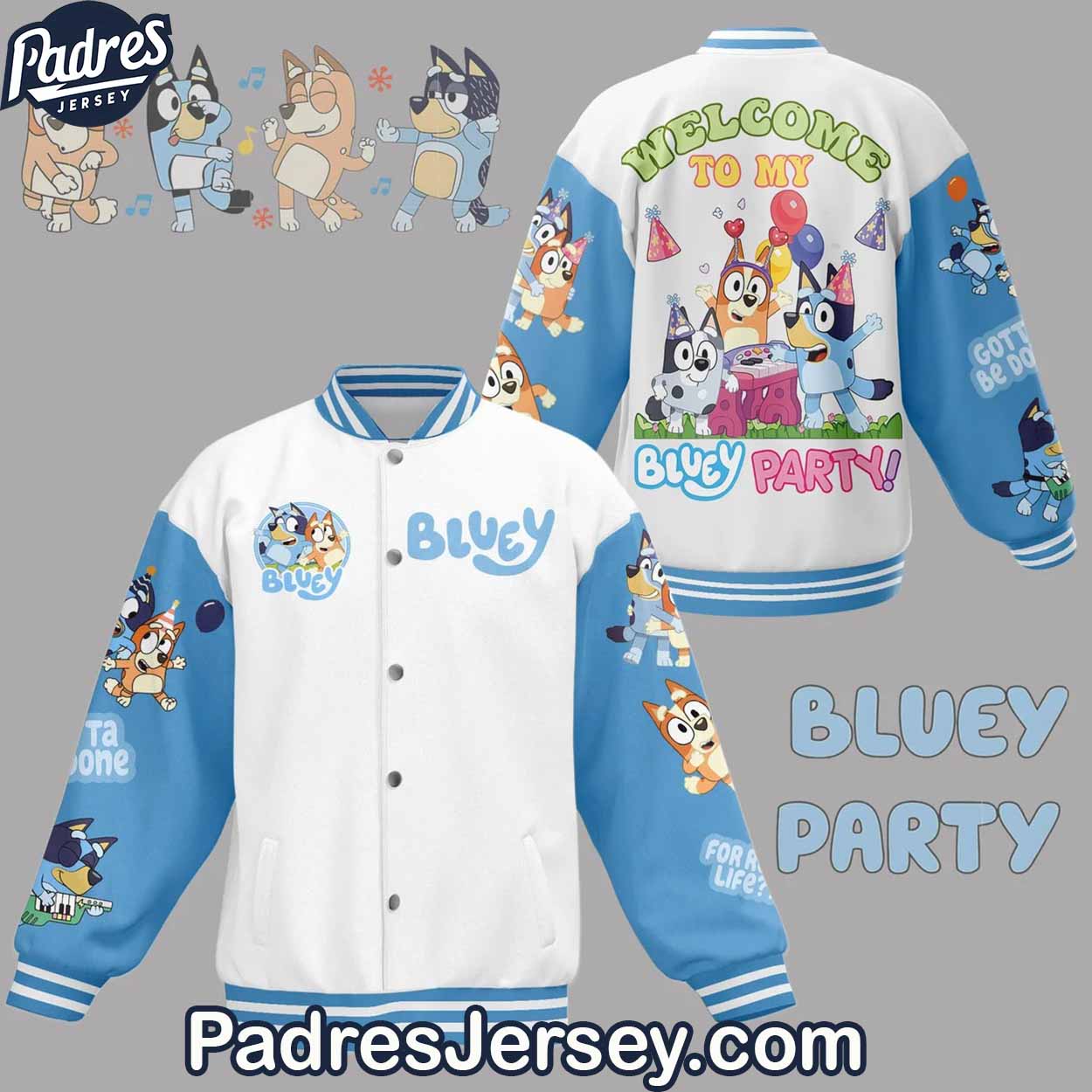 Bluey Cartoon Style Baseball Jacket For Fans
