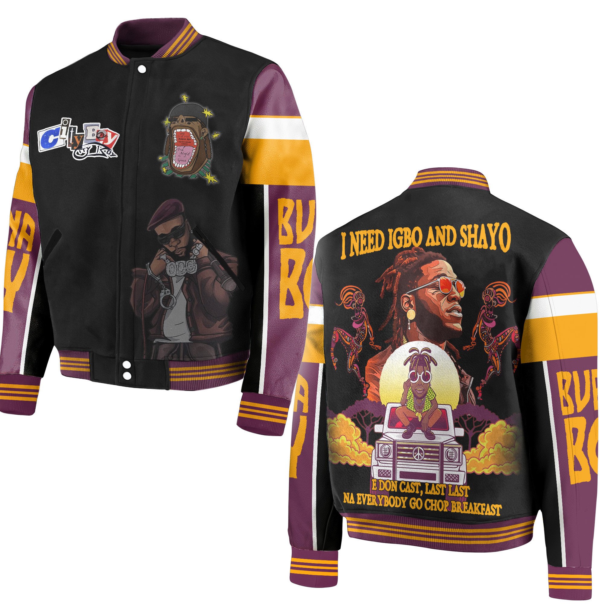 Burna Boy Music Style Baseball Jacket For Fans