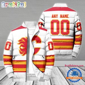 Calgary Flames NHL Style Puffer Jacket For Fans