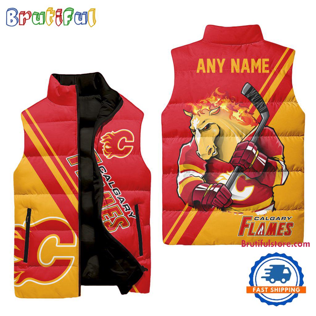 Calgary Flames NHL Style Sleeveless Puffer Jacket For Fans