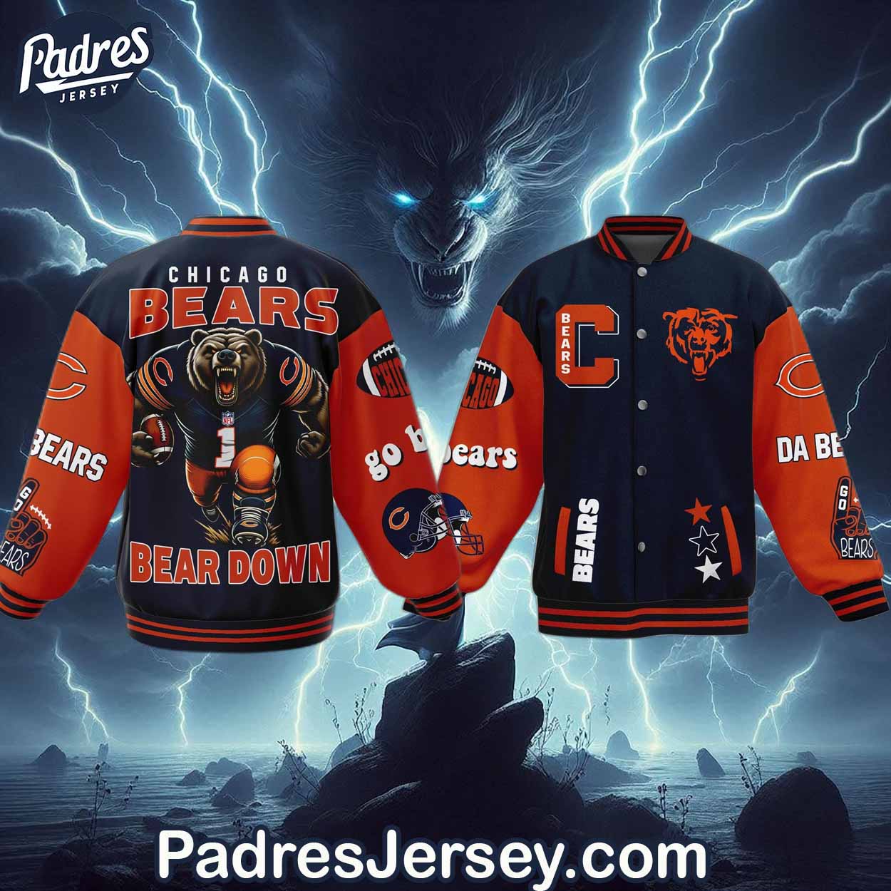 Chicago Bears NFL Style Baseball Jacket For Fans
