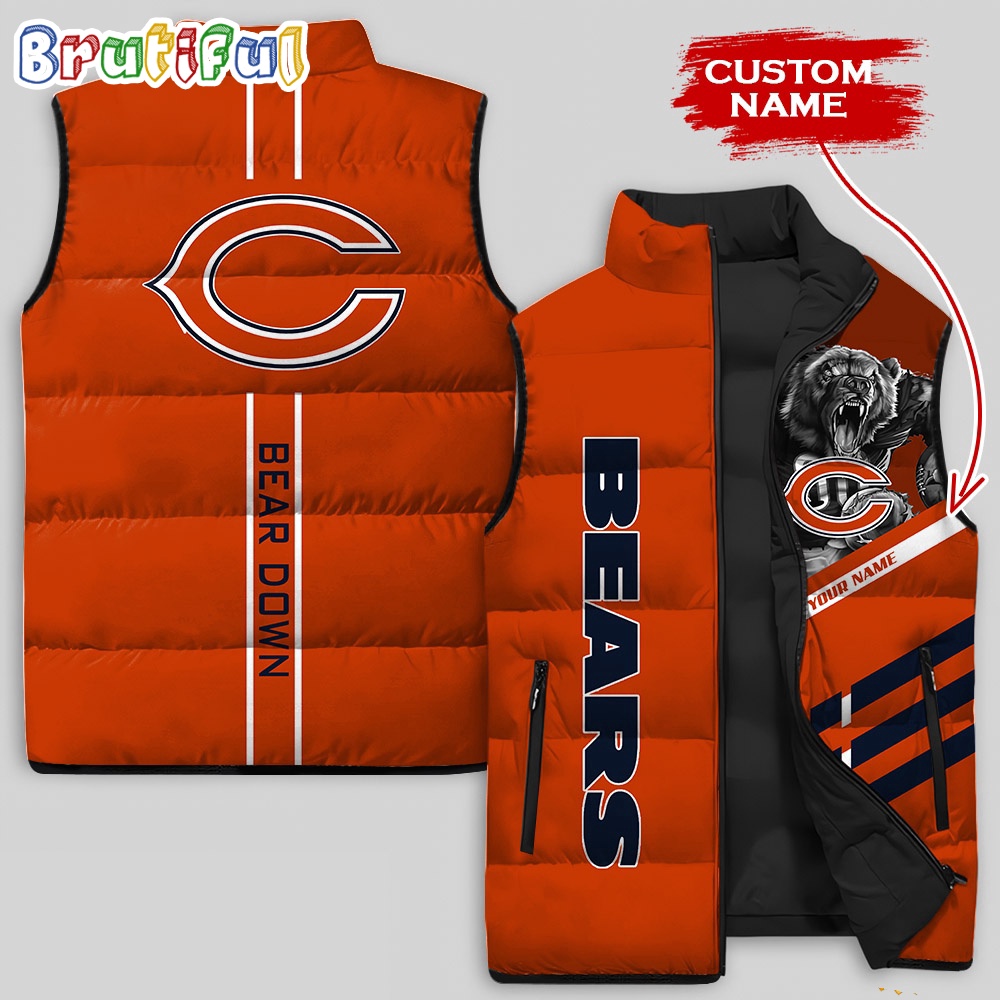 Chicago Bears NFL Style Sleeveless Puffer Jacket For Fans