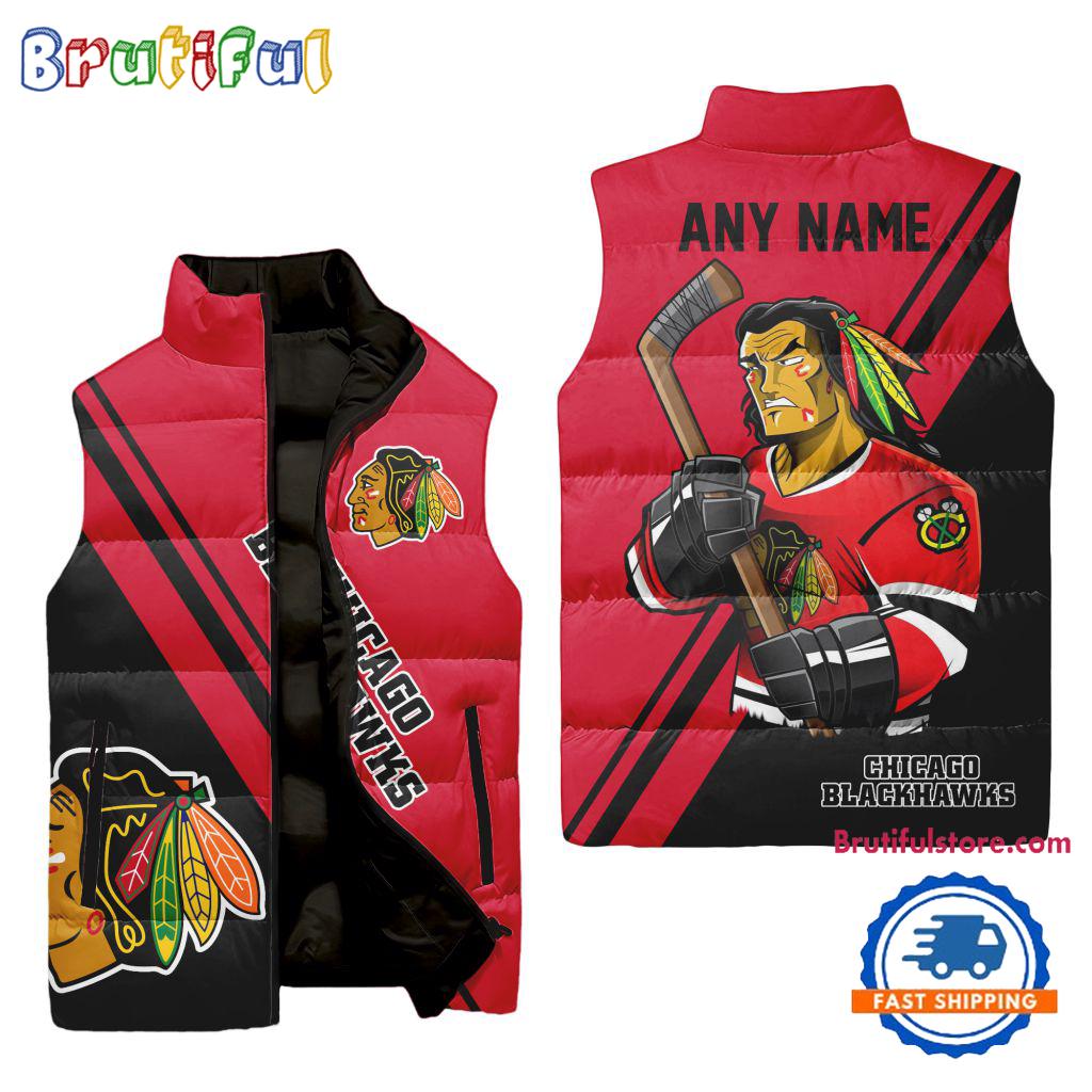 Chicago Blackhawks NHL Style Sleeveless Puffer Jacket For Fans
