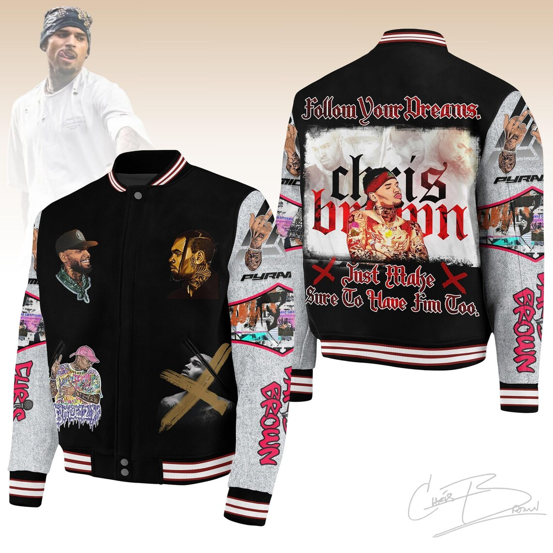 Chris Brown Music Style Baseball Jacket For Fans
